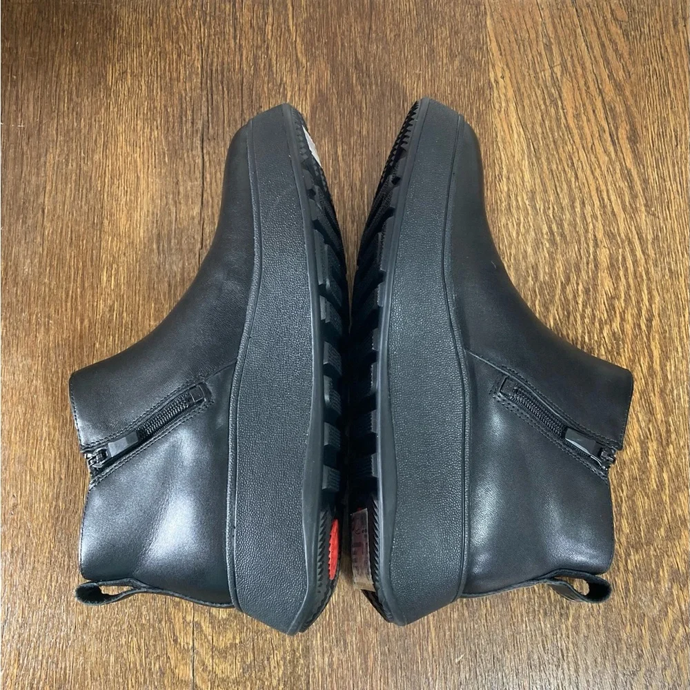 New FitFlop F-Mode Leather Platform Zip Ankle Boot Women’s Size 8.5 Black - Picture 7 of 9